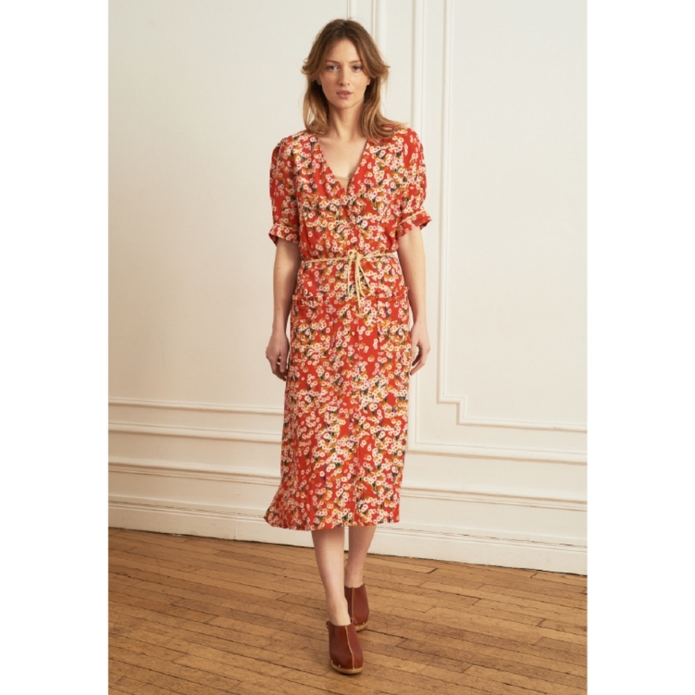 La Petite Francaise Ressource Front Pocket Ruffle Floral Dress